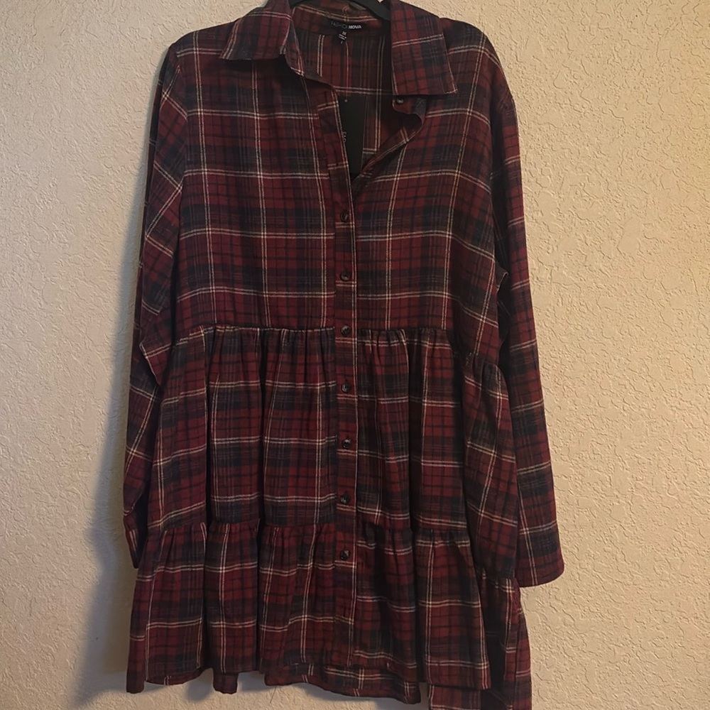 Plaid Button-Up Dress